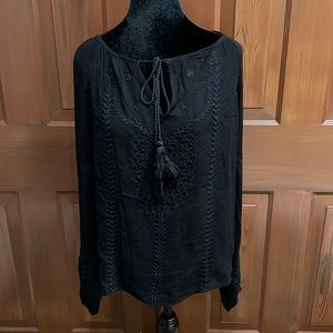 Women’s black, bohemian style size small cotton on blouse.